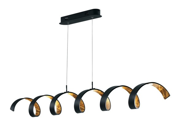 LUCE Design Helix LED Pendelleuchte 6fach 3000 K dimmbar 30W Schwarz, Gold