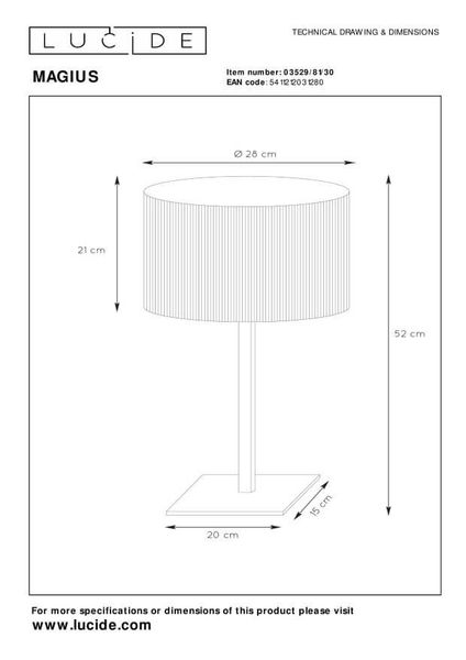 Lucide MAGIUS Tischlampe E27 Helles Holz, Schwarz 03529/81/30