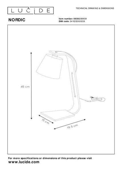 Lucide NORDIC Tischlampe E14 Weiß, Helles Holz 06502/81/31