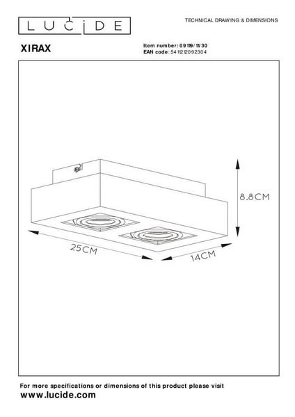 Lucide XIRAX LED Deckenleuchte 2x GU10 Dim-to-warm 2x 5W dimmbar 360° drehbar Schwarz 95Ra 09119/11/30