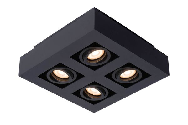 Lucide XIRAX LED Deckenleuchte 4x GU10 Dim-to-warm 4x 5W dimmbar 360° drehbar Schwarz 95Ra 09119/21/30