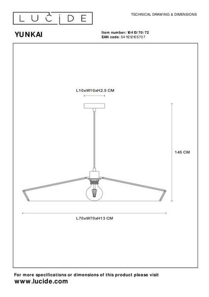 Lucide YUNKAI Pendelleuchte E27 Helles Holz, Schwarz 10413/70/72