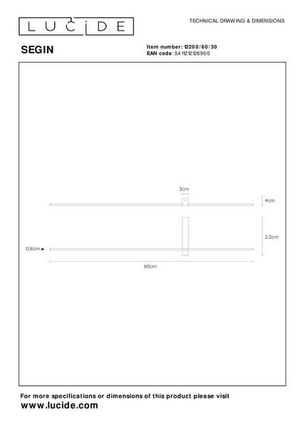 Lucide SEGIN LED Wandleuchte 6W Schwarz 12200/60/30