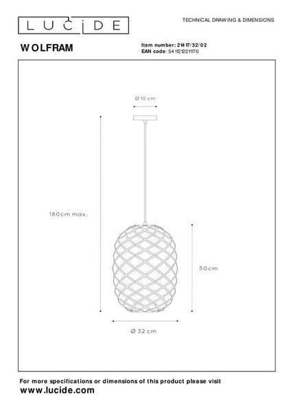 Lucide WOLFRAM Pendelleuchte E27 Mattes Gold, Messing, Schwarz 21417/32/02