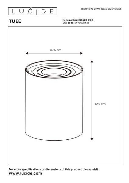 Lucide TUBE LED Tischlampe GU10 3-Stufen-Dimmer 5W dimmbar Mattes Gold, Messing 22552/05/02