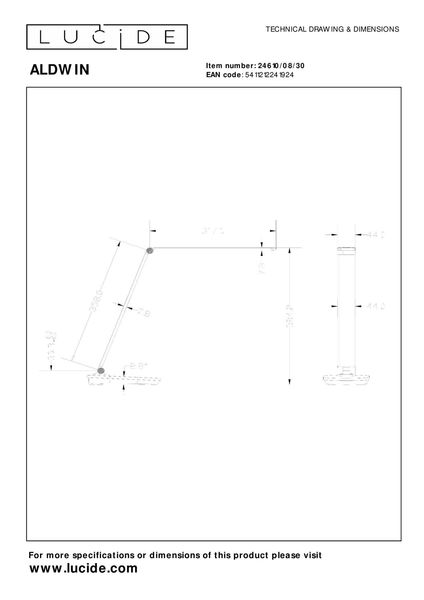 Lucide ALDWIN LED Schreibtischleuchte 8W dimmbar drehbar Schwarz, Opal 24610/08/30