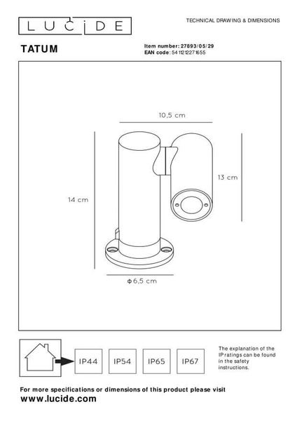 Lucide TATUM LED Gartenstrahler 4,5W drehbar Anthrazit IP65 27893/05/29