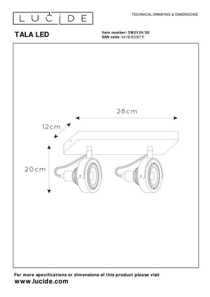 Lucide TALA LED LED Deckenleuchte 2x GU10 Dim-to-warm 2x 12W dimmbar 360° drehbar Schwarz 95Ra 31931/24/30