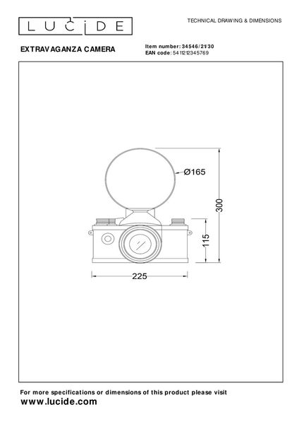 Lucide EXTRAVAGANZA CAMERA Tischlampe E14 Schwarz 34546/21/30