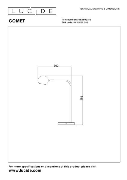 Lucide COMET LED Tischlampe 3-Stufen-Dimmer 3W dimmbar Schwarz 36621/03/30