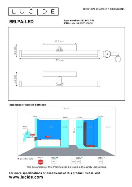 Lucide BELPA-LED LED Wandleuchte 7W Chrom IP44 39210/07/11