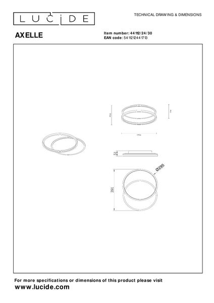 Lucide AXELLE LED Deckenleuchte 3-Stufen-Dimmer 24W dimmbar Schwarz 44112/24/30