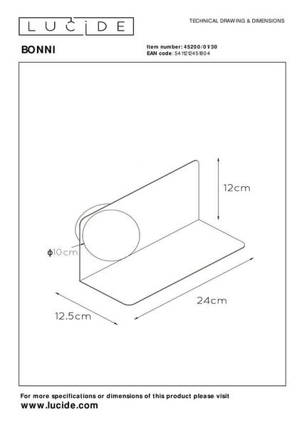 Lucide BONNI Wandleuchte G9 Schwarz, Opal 45200/01/30 5411212451804