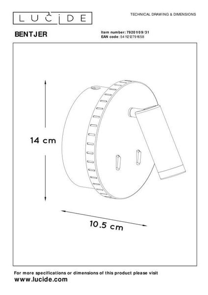 Lucide BENTJER LED Wandleuchte 11W 360° drehbar Weiß 79201/09/31