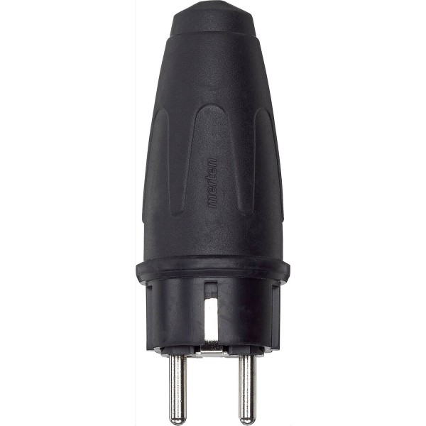 Merten 122151 Gummi-Schutzkontakt-Stecker, schwarz