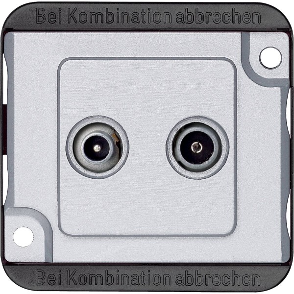 Merten 299460 BK-/Sat-Antennenstichdose, 2fach, mattsilber, PANZER