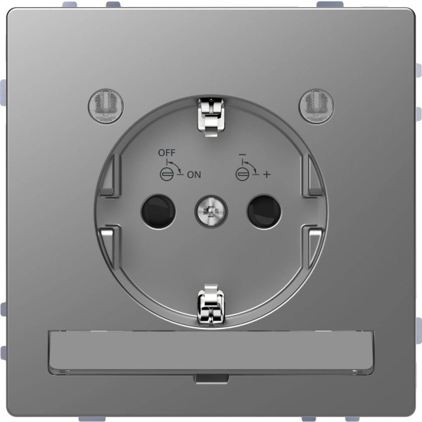 Merten MEG2304-6036 Schutzkontakt-Steckdose mit Lichtauslass und LED-Beleuchtungs-Modul, Berührungsschutz, Steckklemmen, Edelstahl, System Design