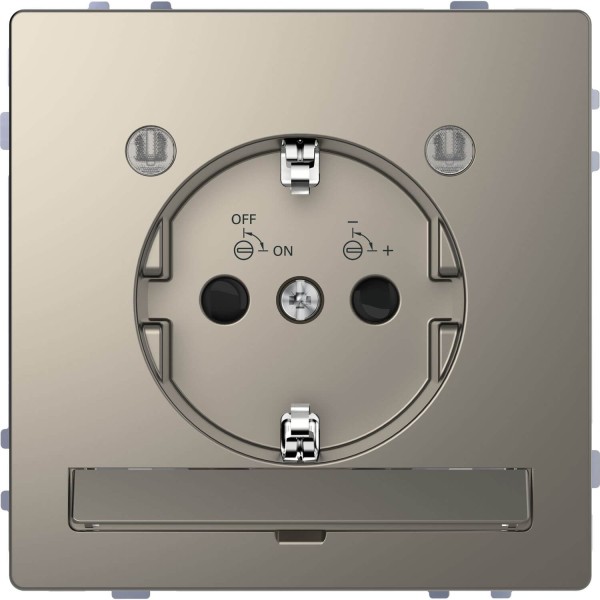 Merten MEG2304-6050 Schutzkontakt-Steckdose mit Lichtauslass, LED-Beleuchtungs-Modul, Berührungsschutz, Steckklemmen, Nickelmetallic, System Design