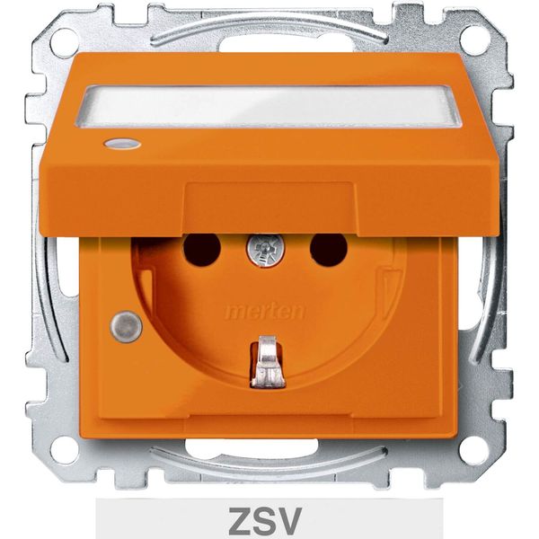 Merten MEG2313-0302 Schutzkontakt Sonderstromkreise mit Klappdeckel, Kontrolllicht, Schriftfeld, BRS, Steckklemmen, ZSV, orange, System M