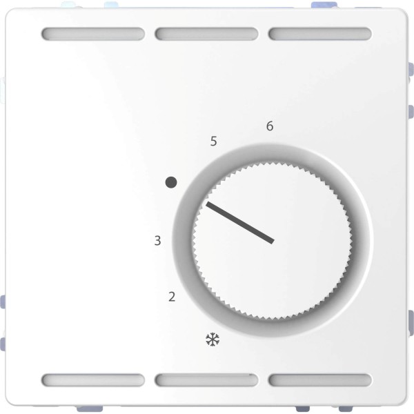 Merten MEG5762-6035 Raumtemperaturregler 230V mit Wechselkontakt und Zentralplatte, Lotosweiß, System Design