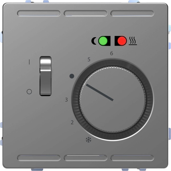 Merten MEG5764-6036 Fußbodentemperaturregler 230V mit Schalter und Zentralplatte, Edelstahl, System Design