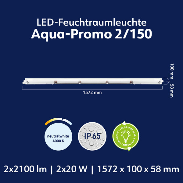 Müller Licht Feuchtraumleuchte Aqua-Promo 2/150 white Gen. 10 20800200