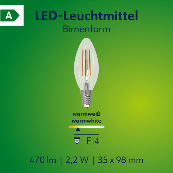 Müller Licht LED Lampe C35 Retro Kerze E14 EEK A 40W 470lm 2700K 401109