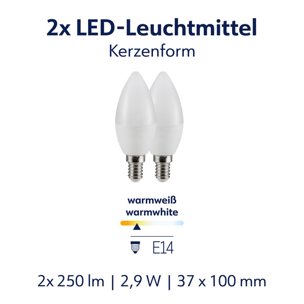 Müller Licht LED Lampe C37 Kerze E14 25W 250lm 2700K DUO 401113