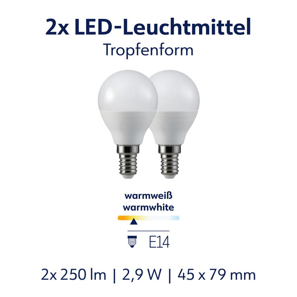 Müller Licht LED Lampe P45 Tropfen E14 25W 250lm 2700K DUO 401115