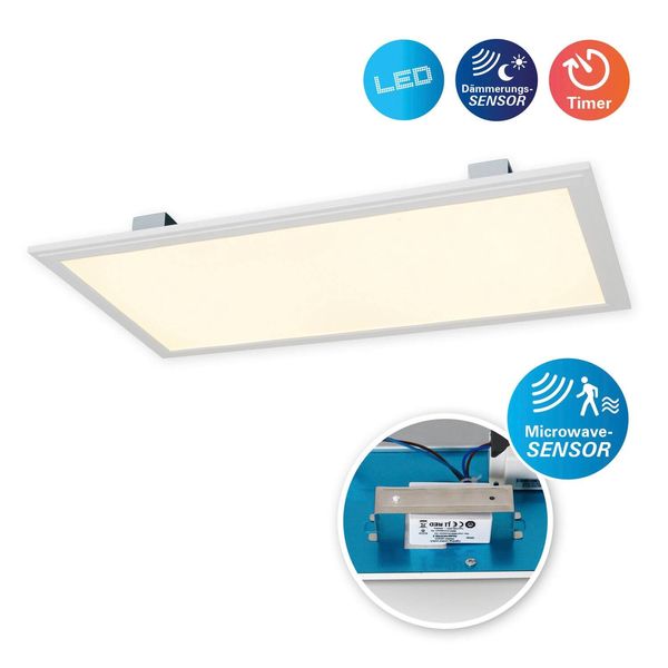 Näve LED Einbauleuchte ALEGRE 59,5x29,5cm 24W Warmweiss weiß Bewegungsmelder Dämmerungssensor 1355526