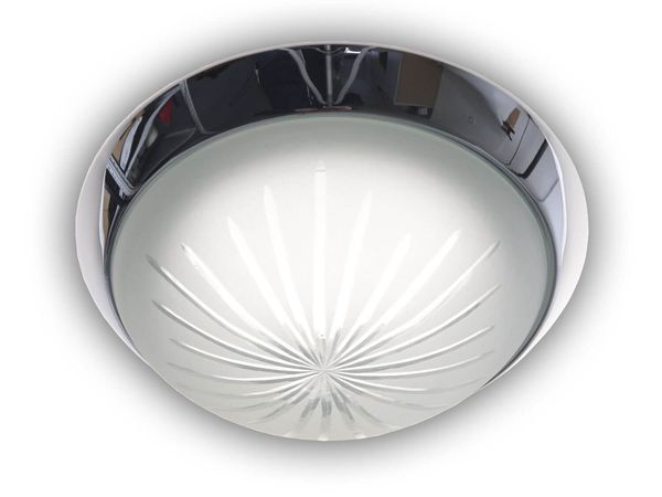 Niermann LED 8W Deckenleuchte Schliffglas satiniert, Chrom, 25cm, warmweiss, Made in Germany