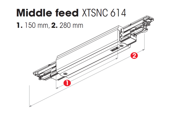 Nordic Global Trac Mitteleinspeisung 3-Phasen DALI XTSNC614-2 schwarz