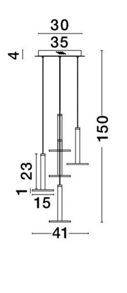 Nova Luce PALENCIA LED Pendelleuchte Messing 47W Warmweiss 150x41cm 1703301202