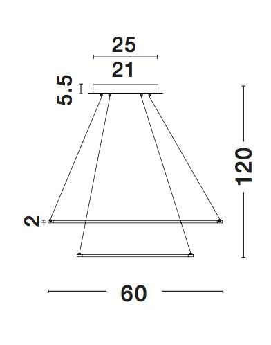 Nova Luce DEA LED Pendelleuchte Weiß 75W Warmweiss 120x60cm 17222002