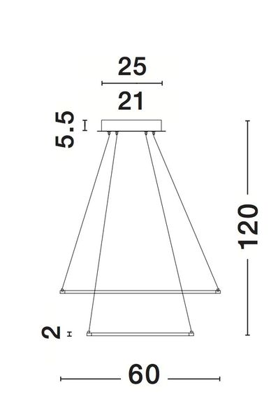 Nova Luce ARIA LED Pendelleuchte Chrom 74W Warmweiss 120x60cm 17222003