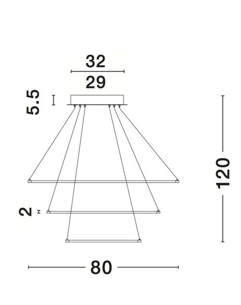 Nova Luce ARIA LED Pendelleuchte Chrom 129W Warmweiss 120x80cm 17222004