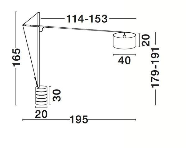 Nova Luce TRACCIA Stehlampe E27 Schwarz 195x40x165cm 41455401