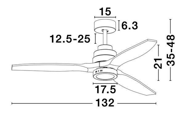 Nova Luce SABAL LED Ventilator Schwarz 12W Warmweiss 35-48x132cm 5231401