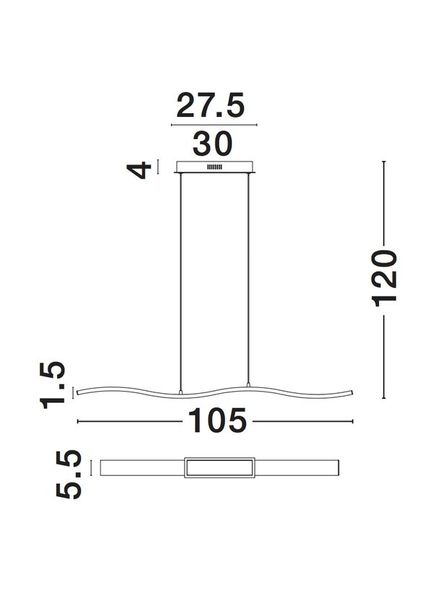 Nova Luce CESENA LED Pendelleuchte Chrom 42W Warmweiss 105x8,5x120cm 81002002