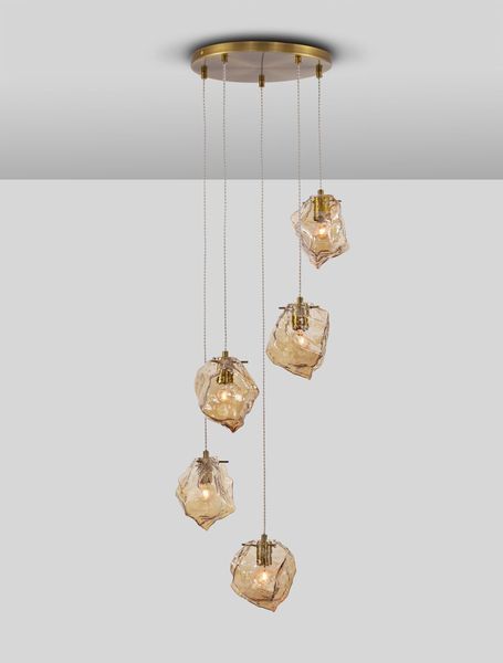 Nova Luce ODELLE Pendelleuchte E14 5-fach Gold 120x48cm dimmbar 9009255