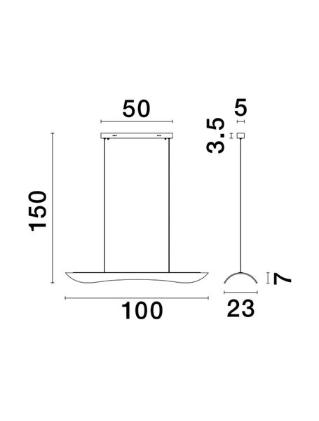 Nova Luce AGOS LED Pendelleuchte Gold 34W Warmweiss 98x21x150cm dimmbar 9054443