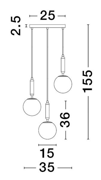 Nova Luce MONET Pendelleuchte E27 3-fach Gold 155x35cm dimmbar 9080127