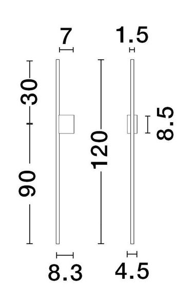 Nova Luce TIEN LED Wandleuchte Schwarz 20W Warmweiss 1,5x8,3x120cm 9081105