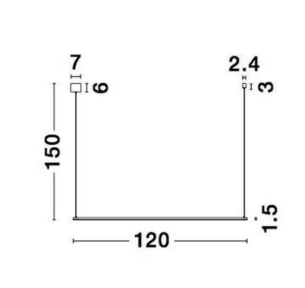 Nova Luce ELETTRA LED Pendelleuchte Schwarz 20W Warmweiss 120x7x150cm 9088101