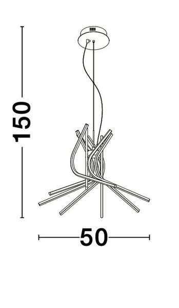 Nova Luce NARVI LED Pendelleuchte Schwarz 50W Warmweiss 150x50cm dimmbar 9100282