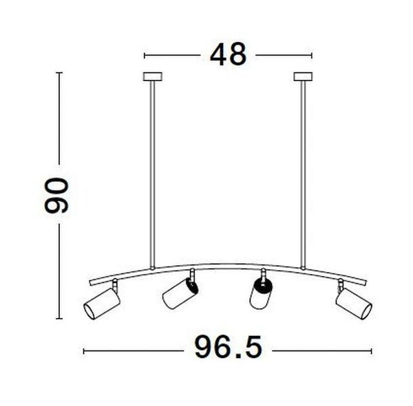 Nova Luce POGNO Pendelleuchte GU10 4-fach Schwarz 96,5x10x90cm dimmbar 9111457