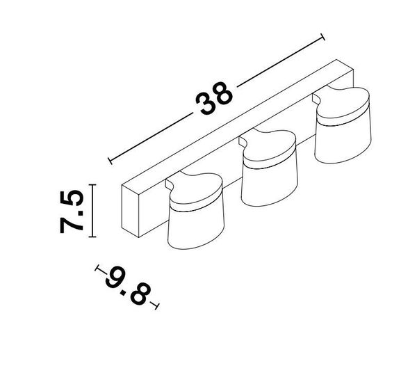 Nova Luce SABIA LED Wandleuchte Chrom 15W IP44 Warmweiss 38x9,8x7,5cm 9122331