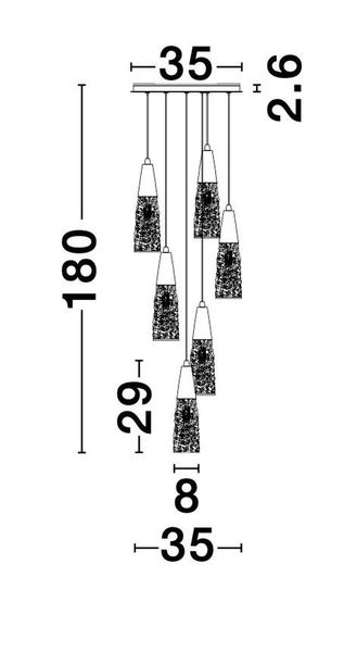 Nova Luce KOVAC Pendelleuchte G9 5-fach Gold 180x35cm dimmbar 9160196