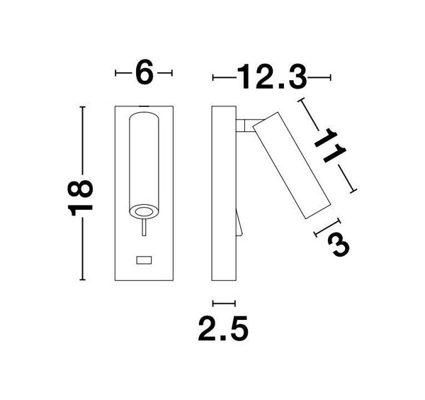 Nova Luce FUSE LED Wandleuchte Weiß 3W Warmweiss 6x12,3x18cm 9170101