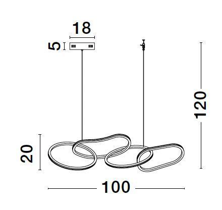 Nova Luce GIRISH LED Pendelleuchte Gold 51W Warmweiss 100x20x120cm dimmbar 9248111